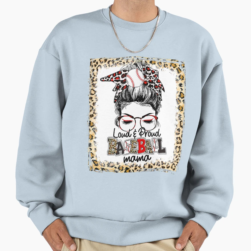 Bleached Baseball Mama Messy Bun Sweatshirt - Unique Graphic Men Women - T-Shirt, Sweatshirt, Hoodie