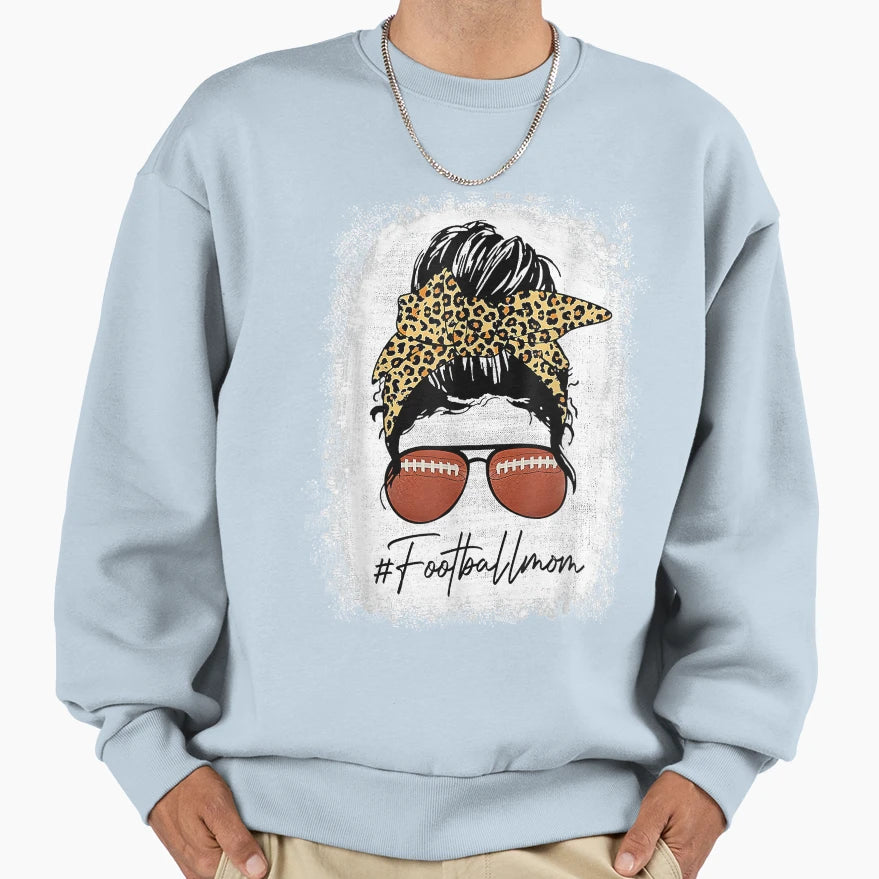 Bleached Football Mom Life Leopard And Sweatshirt - Trendy Graphic Unisex - T-Shirt, Sweatshirt, Hoodie