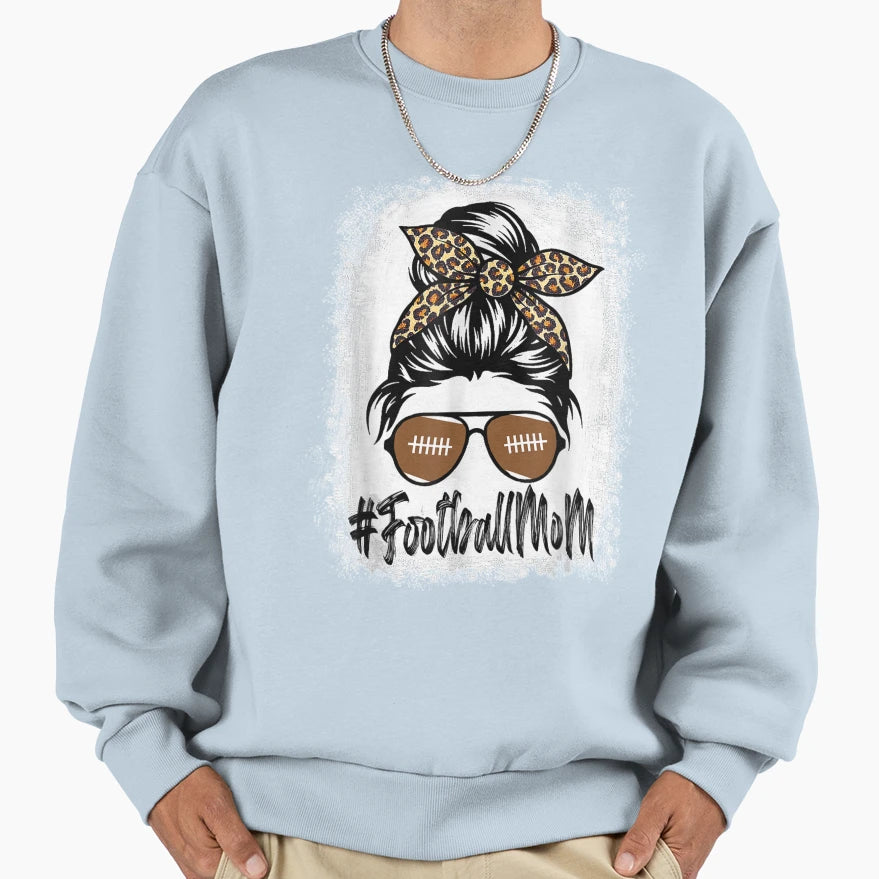 Bleached Football Mom Life Leopard Sweatshirt - Streetwear Style Unisex - T-Shirt, Sweatshirt, Hoodie