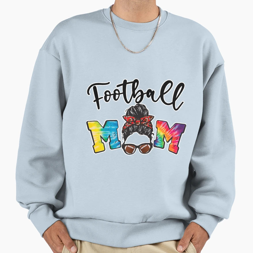 Football Mom Tie Dye Football Soccer Sweatshirt - Graphic Print Men Women - T-Shirt, Sweatshirt, Hoodie
