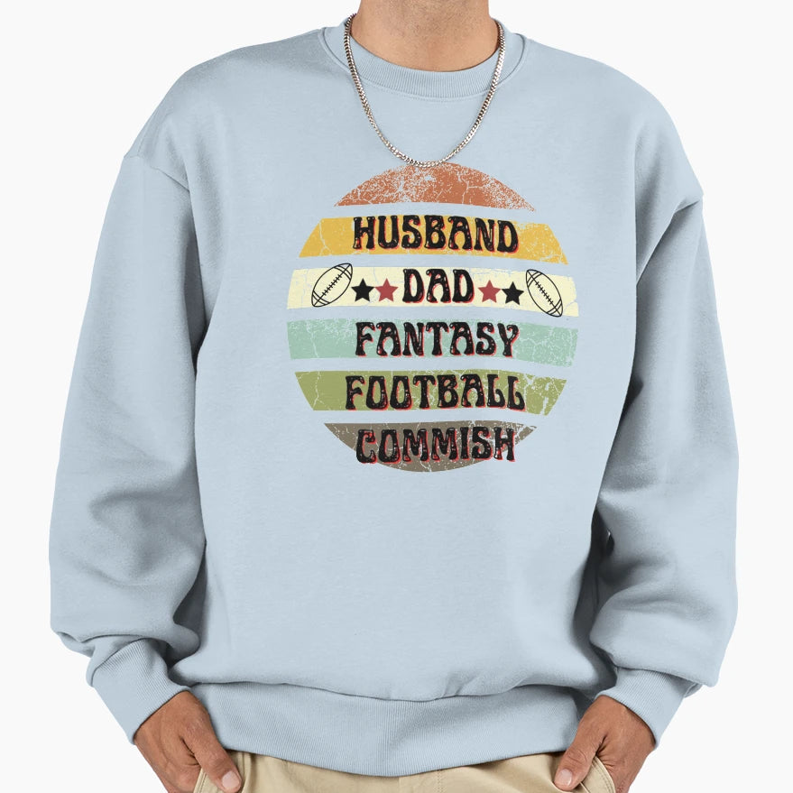Husband Dad Fantasy Football Sweatshirt - Minimalist Print Men Women - T-Shirt, Sweatshirt, Hoodie
