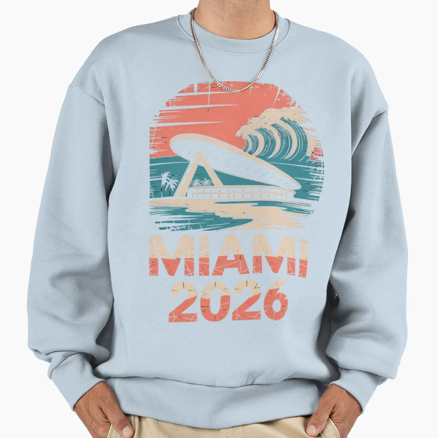 Miami 2026 Ocean Wave Football V15 T-Shirt - Minimalist Print Unisex - T-Shirt, Sweatshirt, Hoodie