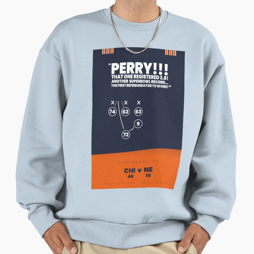 Fridge William Perry Playbook Art Sweatshirt - Unique Graphic for Adults - T-Shirt, Sweatshirt, Hoodie