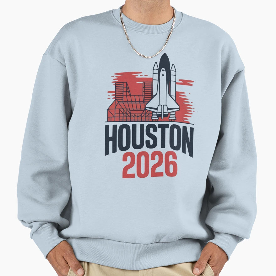 Houston 2026 Space Shuttle Football V7 T-Shirt - Custom Art Print Men Women - T-Shirt, Sweatshirt, Hoodie