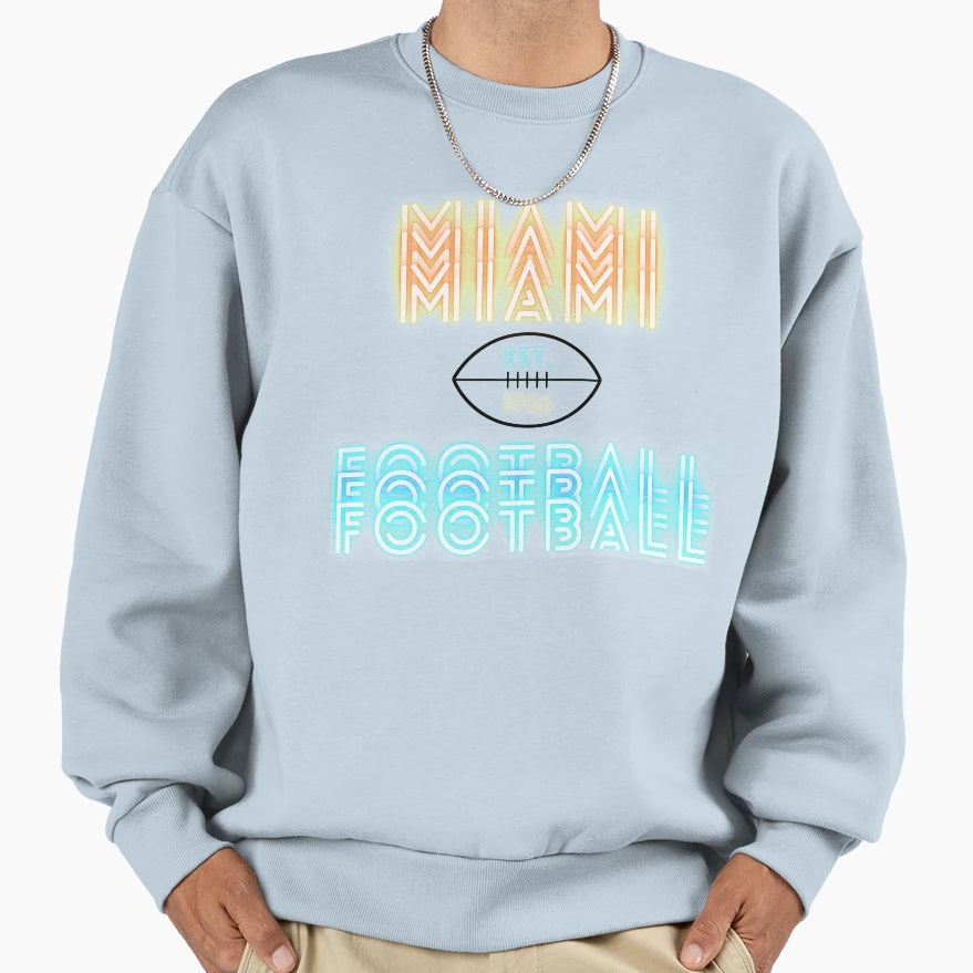 Miami Football Throwback 80S Sweatshirt - Trendy Graphic for Adults - T-Shirt, Sweatshirt, Hoodie