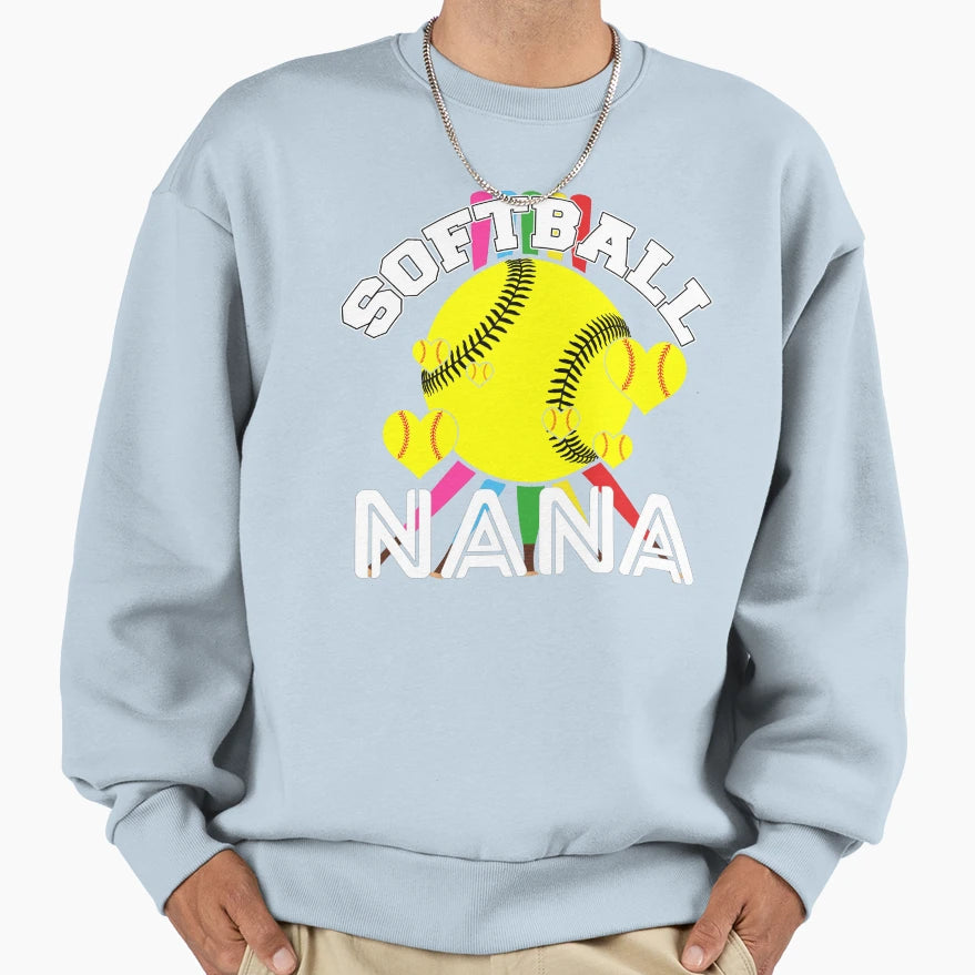 Softball Nana Rainbow Heart Sweatshirt - Casual Everyday Wear Unisex - T-Shirt, Sweatshirt, Hoodie