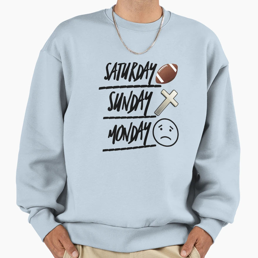 Saturday Football Sunday Church Sweatshirt - Unique Graphic for Adults - T-Shirt, Sweatshirt, Hoodie