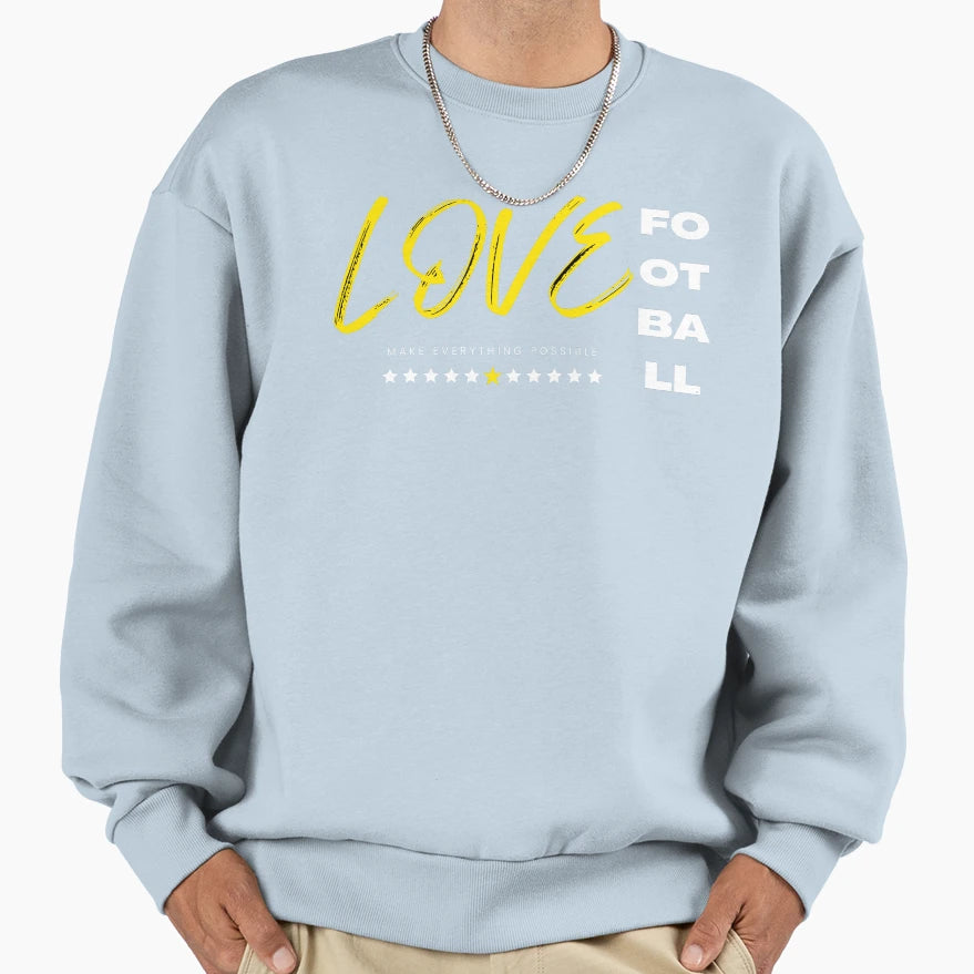 Love Football Yellow Sweatshirt - Custom Art Print Unisex - T-Shirt, Sweatshirt, Hoodie