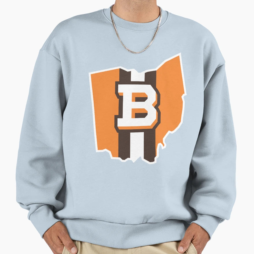 B Browns Along Ohio Map Sweatshirt - Fun Novelty Design Men Women - T-Shirt, Sweatshirt, Hoodie