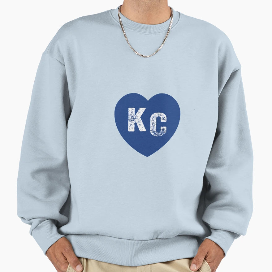 Kc Heart Kansas City Royal Blue I Sweatshirt - Streetwear Style for Adults - T-Shirt, Sweatshirt, Hoodie