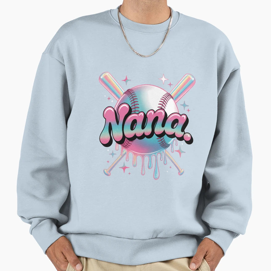 Baseball Drip Nana Tie Dye Baseball Sweatshirt - Minimalist Print Unisex - T-Shirt, Sweatshirt, Hoodie