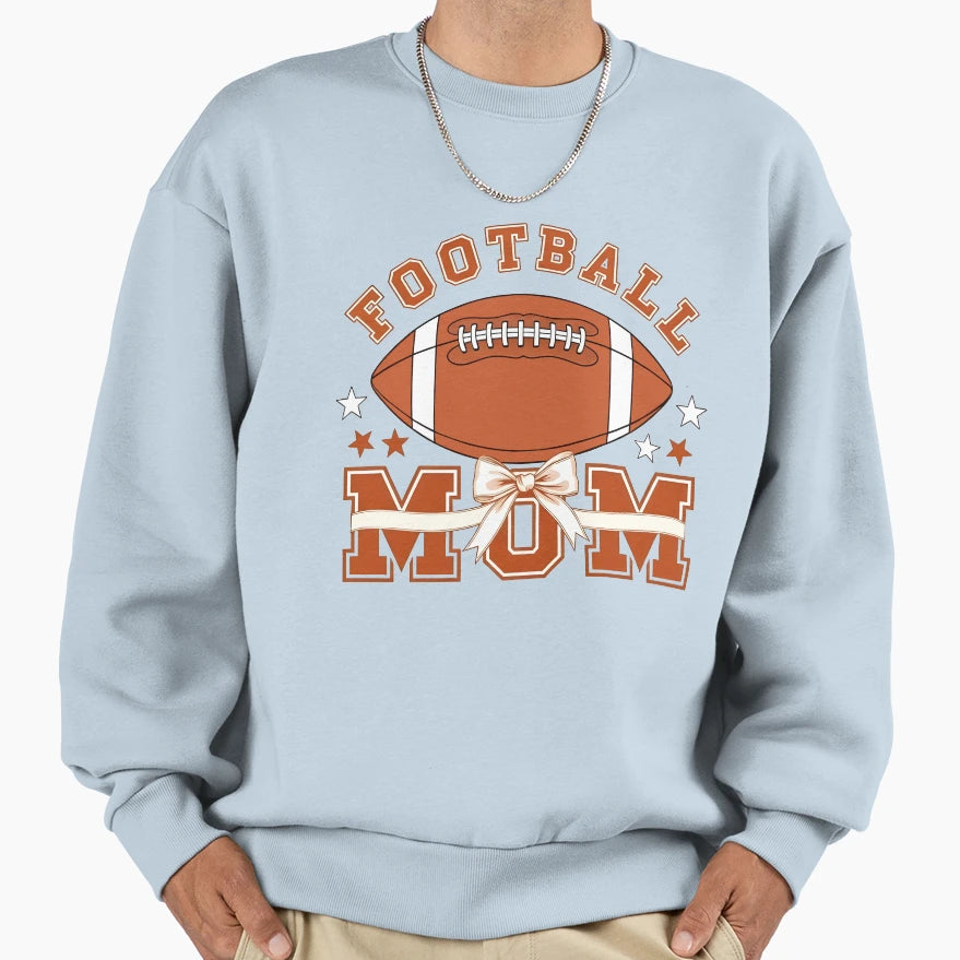 Proud Football Mom Bow And Stars Sweatshirt - Streetwear Style Unisex - T-Shirt, Sweatshirt, Hoodie
