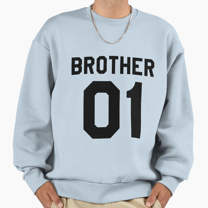 Brother 01 Brother Number One White Sweatshirt - Streetwear Style Men Women - T-Shirt, Sweatshirt, Hoodie