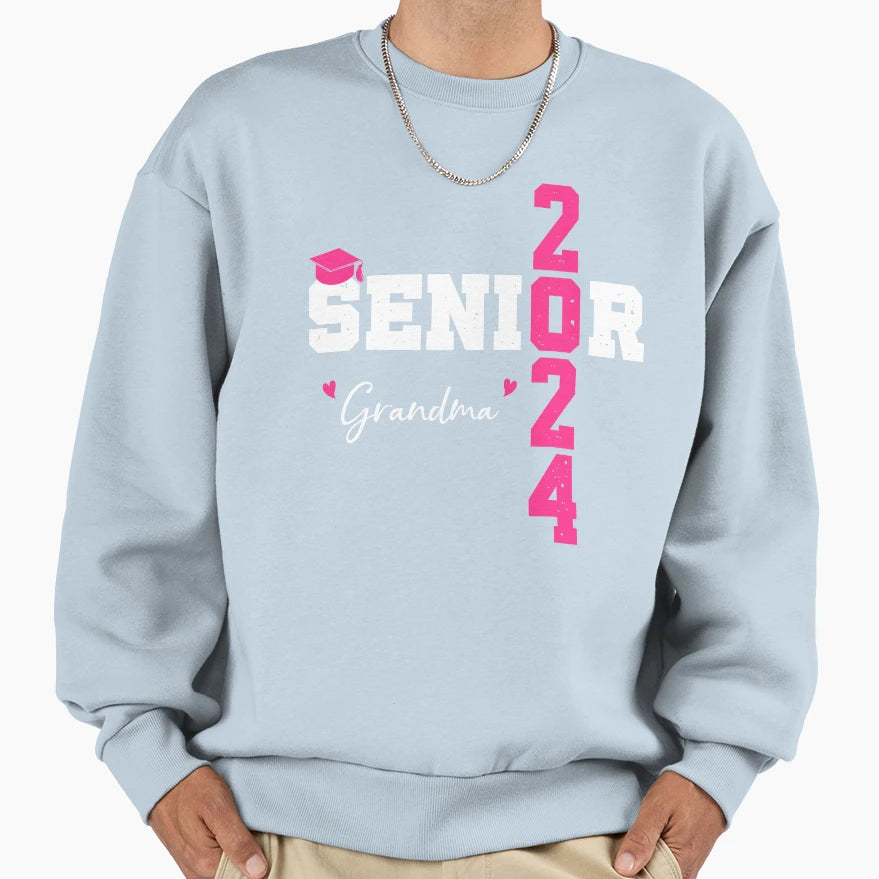Senior 2024 Grandma Graduate Heart Sweatshirt - Minimalist Print Unisex - T-Shirt, Sweatshirt, Hoodie