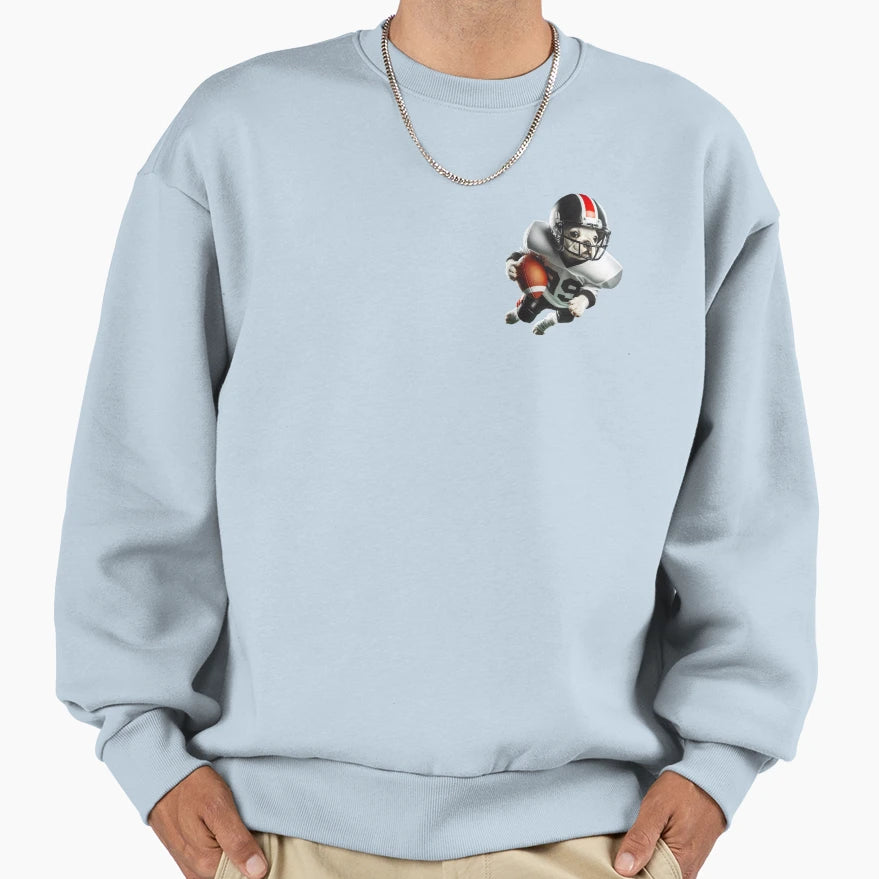 Frenchie Football Player Dodging Sweatshirt - Aesthetic Graphic Unisex - T-Shirt, Sweatshirt, Hoodie
