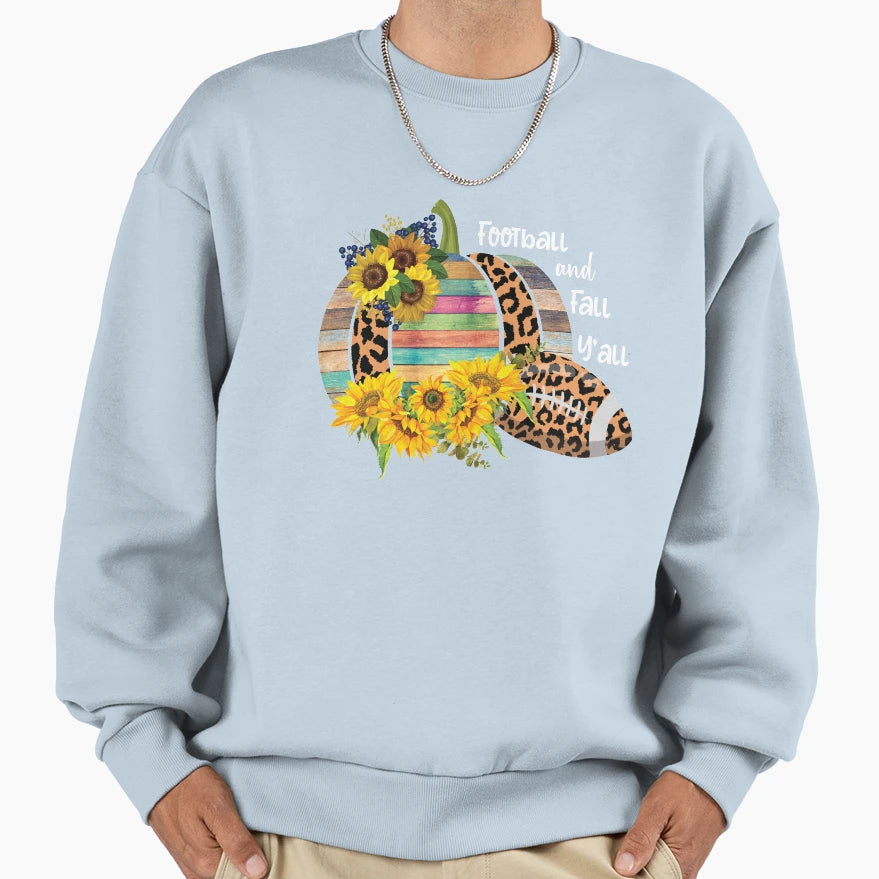 Happy Football And Fall Yall Sweatshirt - Graphic Print for Adults - T-Shirt, Sweatshirt, Hoodie