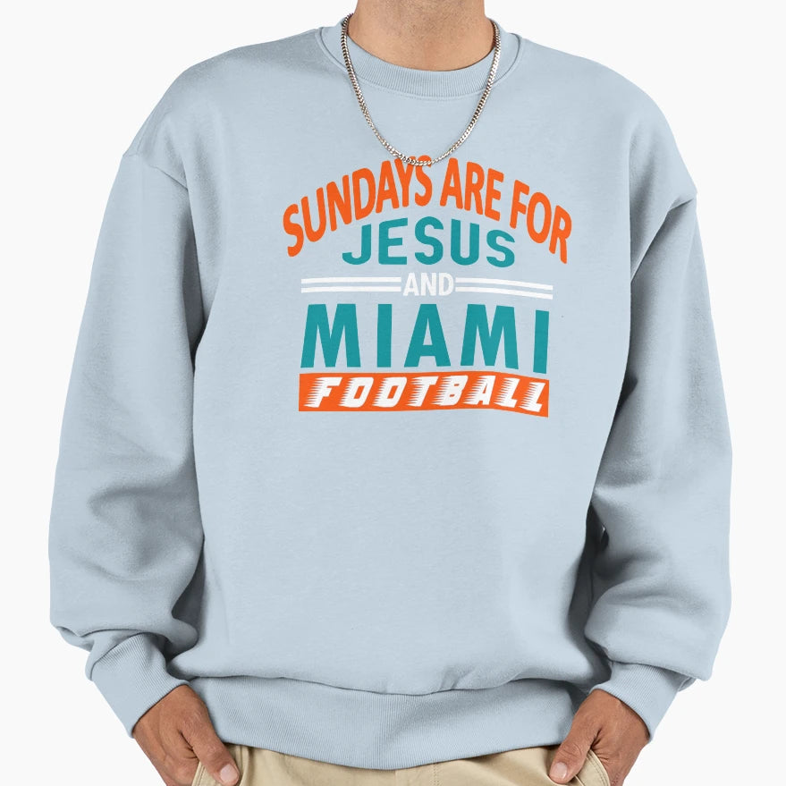Miami Pro Football Fun Day Sunday Sweatshirt - Minimalist Print Unisex - T-Shirt, Sweatshirt, Hoodie