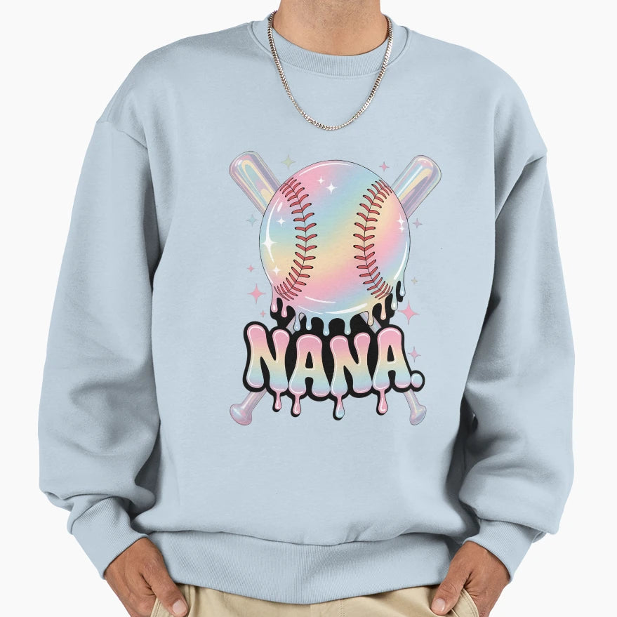 Baseball Drip Nana Tie Dye Baseball Sweatshirt - Aesthetic Graphic Unisex - T-Shirt, Sweatshirt, Hoodie