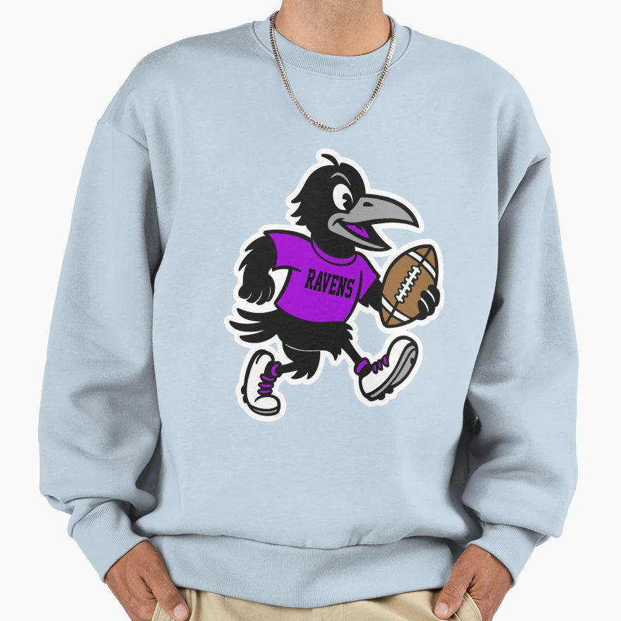 Raven Football Mascot Sweatshirt - Unique Graphic Men Women - T-Shirt, Sweatshirt, Hoodie