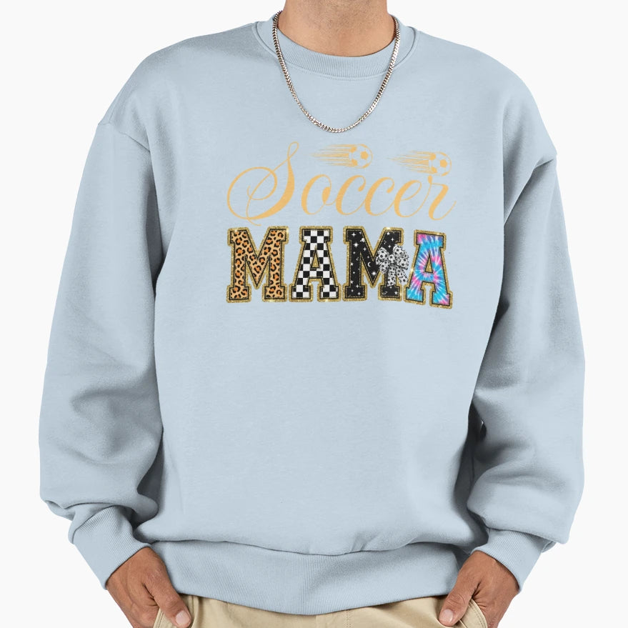 Soccer Mama Leopard Tie Dye Checkered Sweatshirt - Graphic Print Men Women - T-Shirt, Sweatshirt, Hoodie