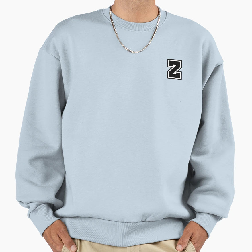 Black Z Stylized Initial Alphabet Sweatshirt - Minimalist Print for Adults - T-Shirt, Sweatshirt, Hoodie