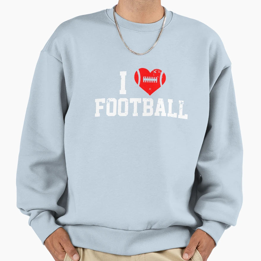 I Love Football Sweatshirt - Minimalist Print for Adults - T-Shirt, Sweatshirt, Hoodie