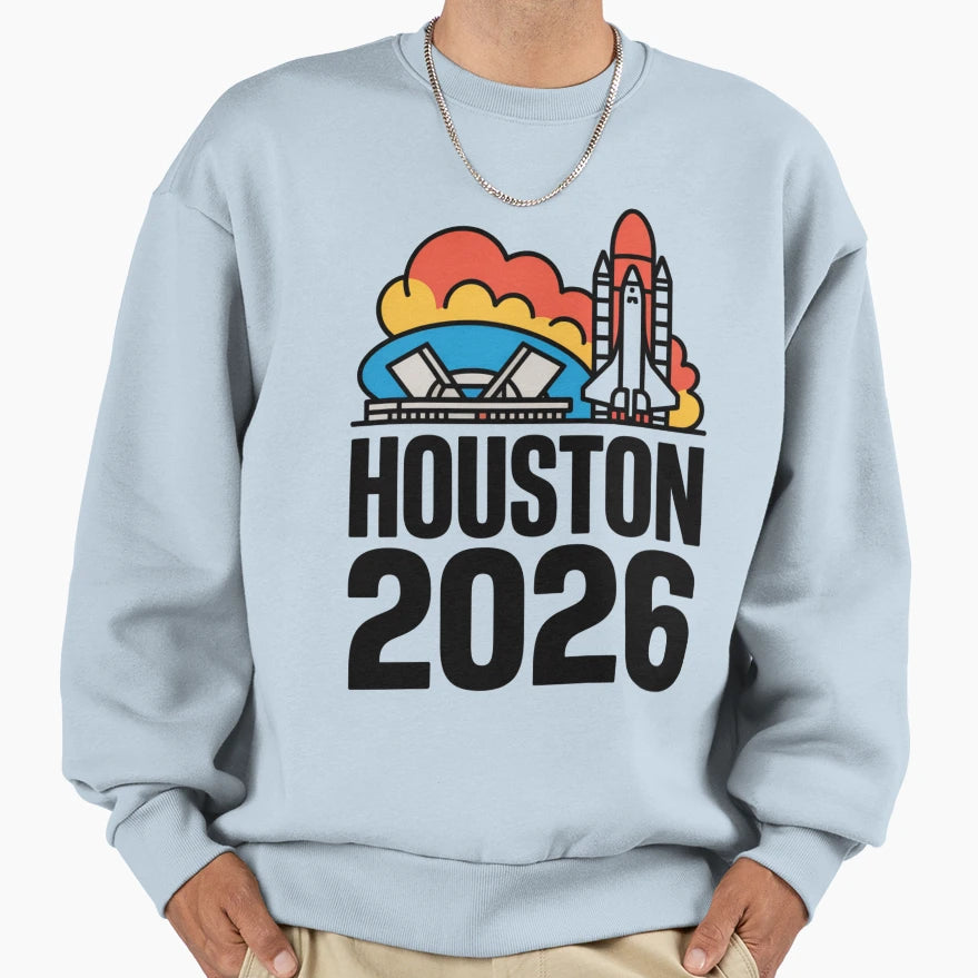 Houston 2026 Space Shuttle Football V21 T-Shirt - Novelty Apparel Men Women - T-Shirt, Sweatshirt, Hoodie
