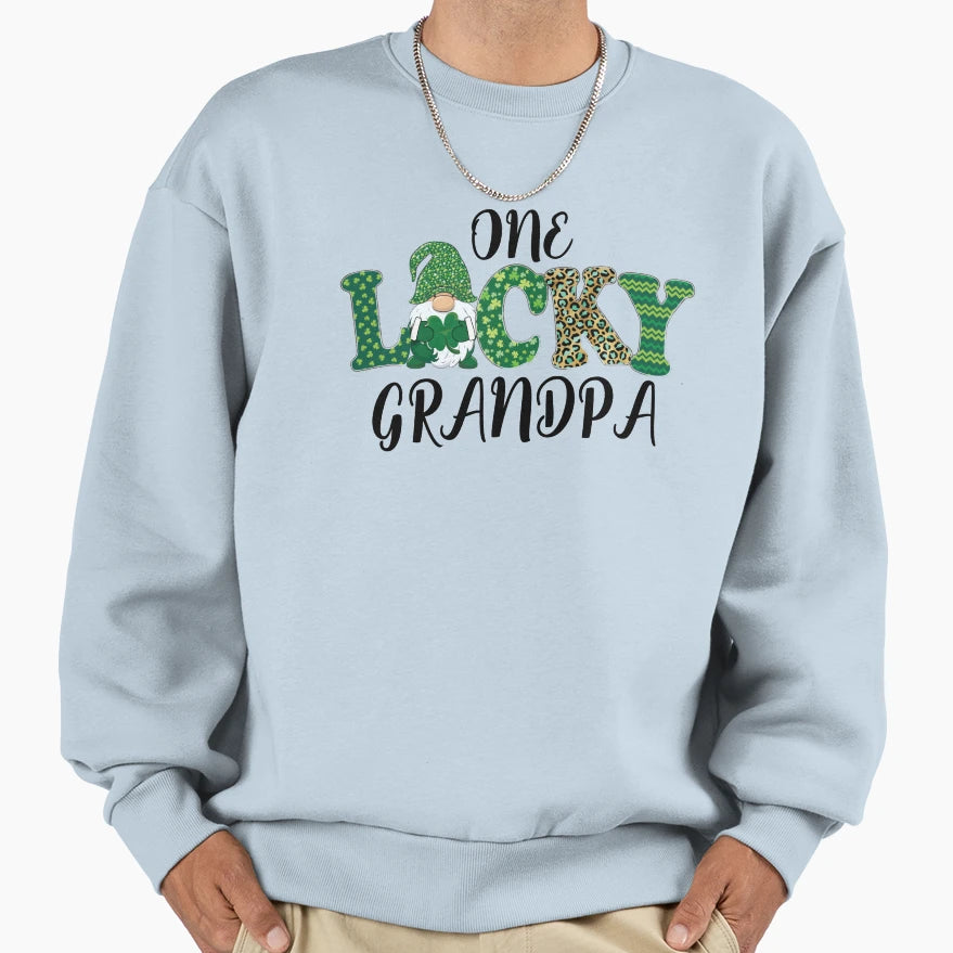 One Lucky Grandpa St Patricks Day Sweatshirt - Casual Everyday Wear Unisex - T-Shirt, Sweatshirt, Hoodie