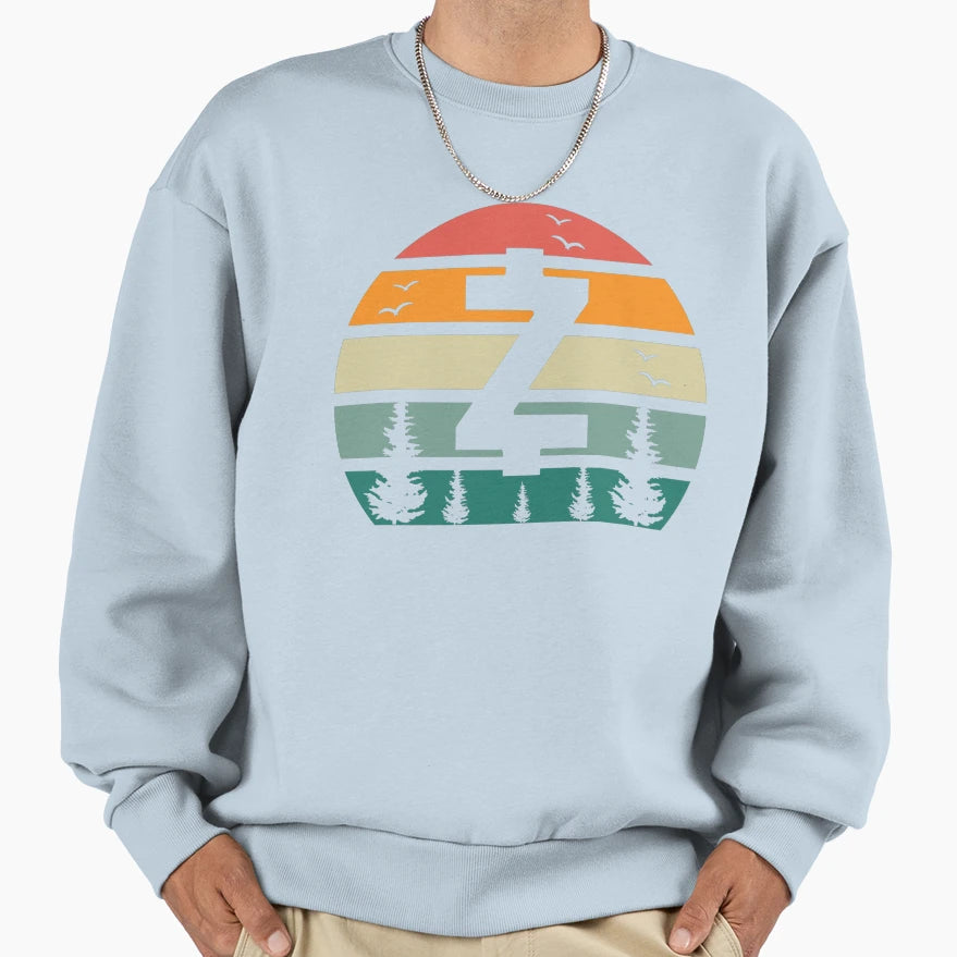 Zcash Zec Crypto Sunset Sweatshirt - Custom Art Print Unisex - T-Shirt, Sweatshirt, Hoodie
