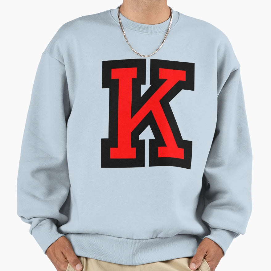 Letter K Black Red Sweatshirt - Graphic Print for Adults - T-Shirt, Sweatshirt, Hoodie