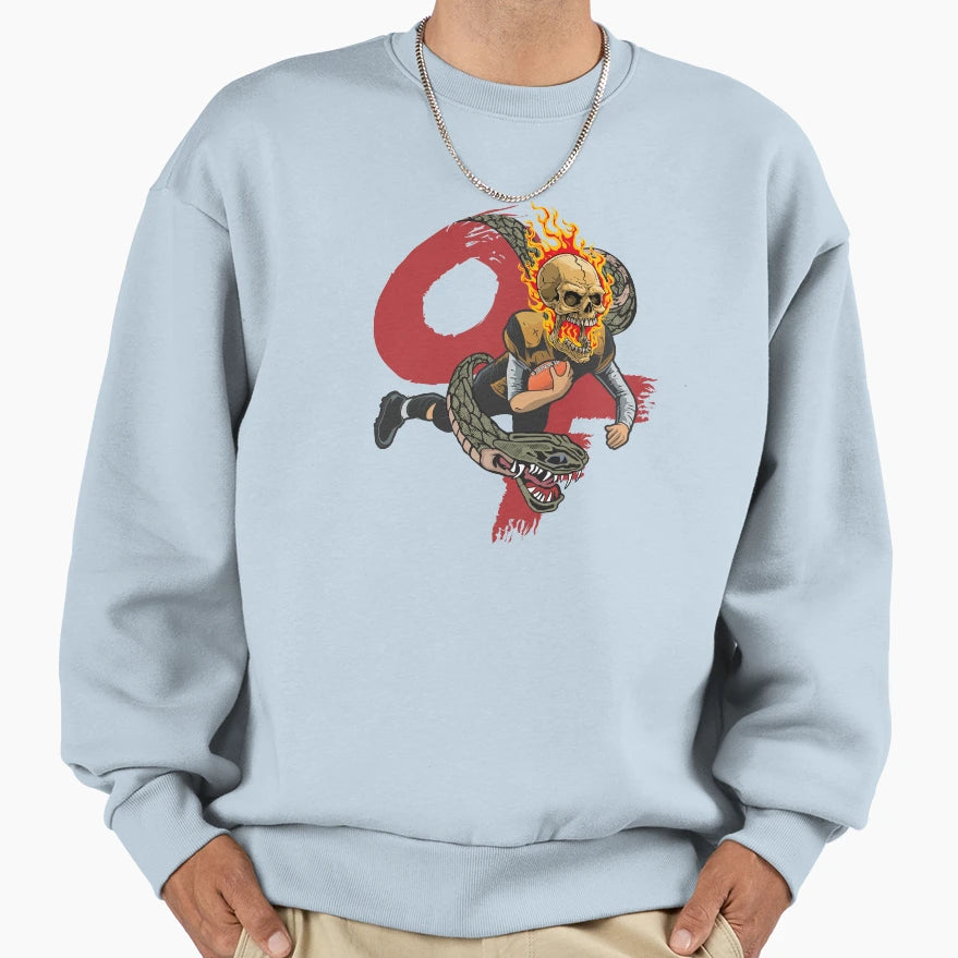 Skull Football Sweatshirt - Graphic Print Men Women - T-Shirt, Sweatshirt, Hoodie
