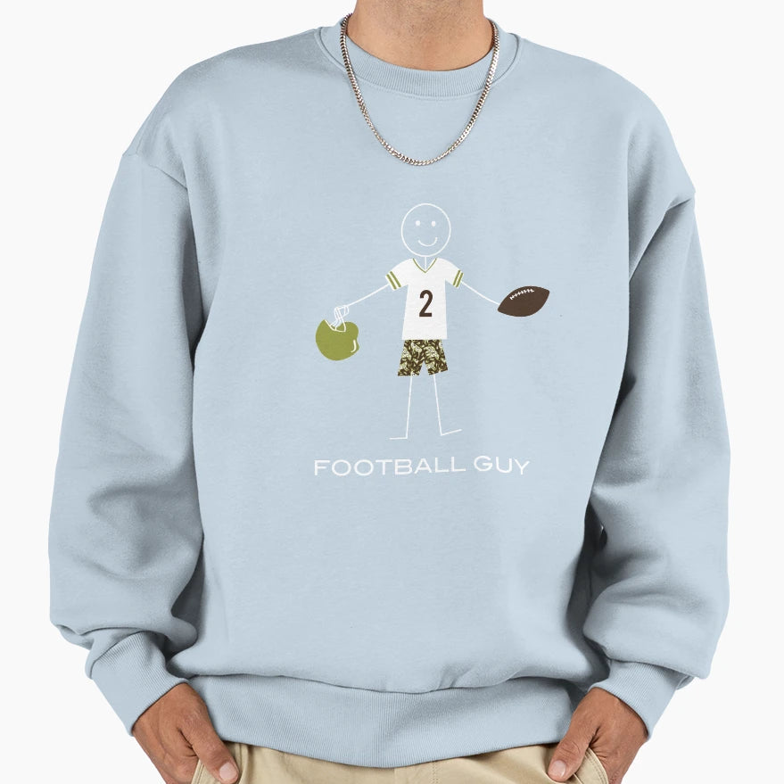 Funny Football Guy Illustrated Sweatshirt - Novelty Apparel Men Women - T-Shirt, Sweatshirt, Hoodie