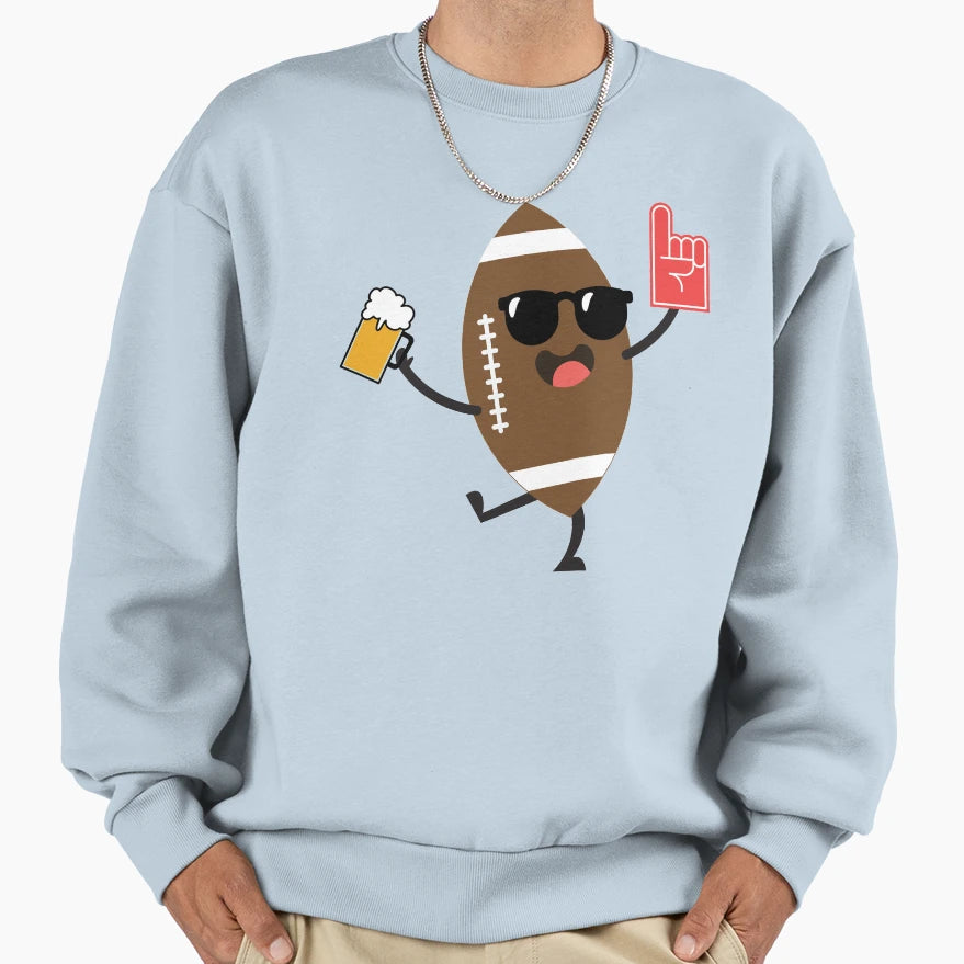 Beer Drinking Football Sweatshirt - Minimalist Print for Adults - T-Shirt, Sweatshirt, Hoodie