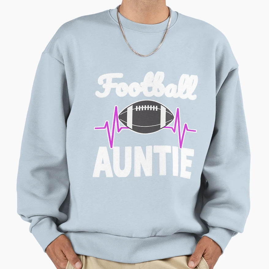 Football Auntie Heartbeat Sweatshirt - Aesthetic Graphic Men Women - T-Shirt, Sweatshirt, Hoodie
