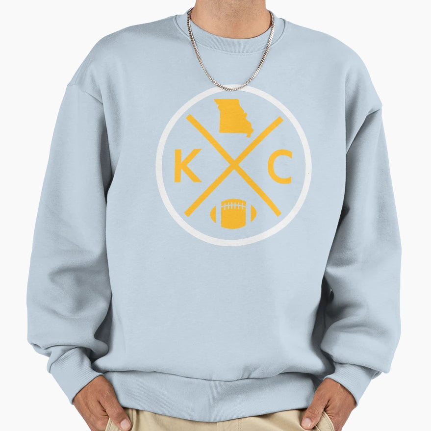 Kansas City Football Emblem Kc Sweatshirt - Novelty Apparel Men Women - T-Shirt, Sweatshirt, Hoodie
