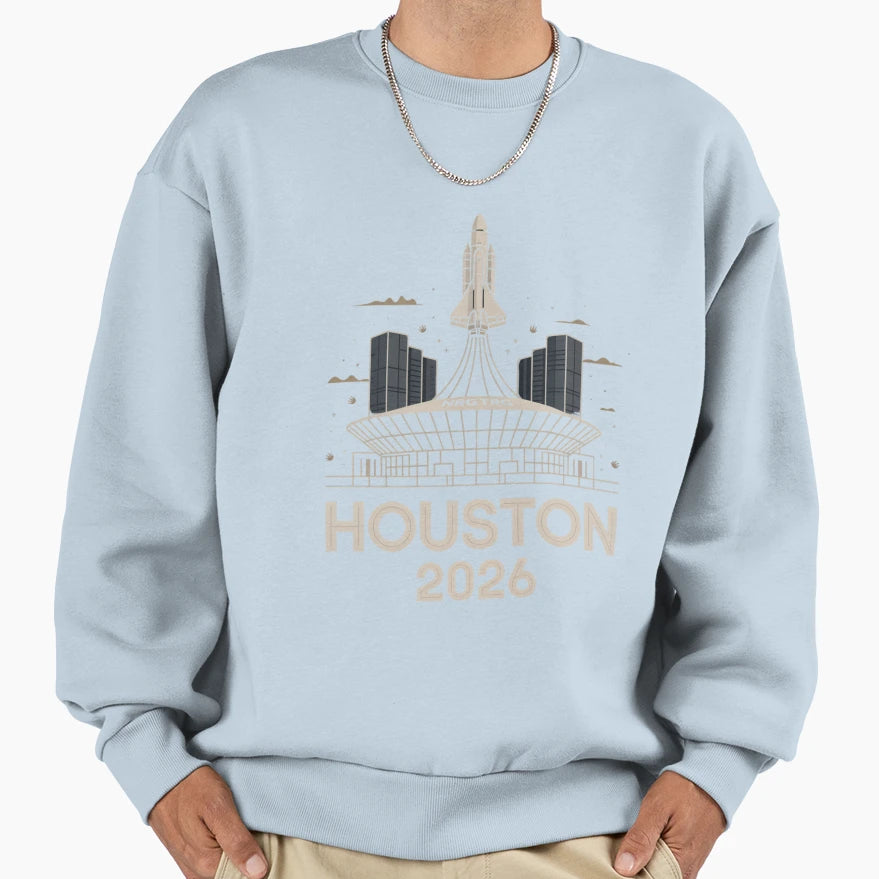 Houston 2026 Space Shuttle Football V14 T-Shirt - Custom Art Print Unisex - T-Shirt, Sweatshirt, Hoodie