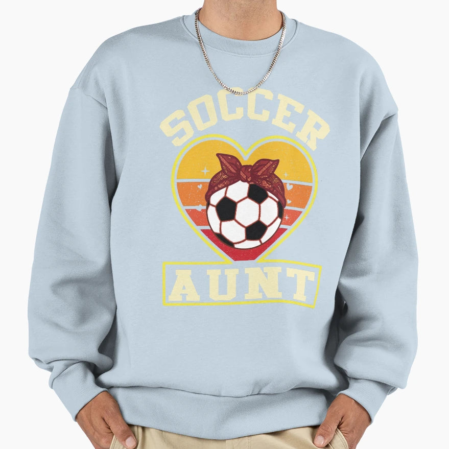 Soccer Aunt Sunset Heart Sweatshirt - Novelty Apparel for Adults - T-Shirt, Sweatshirt, Hoodie