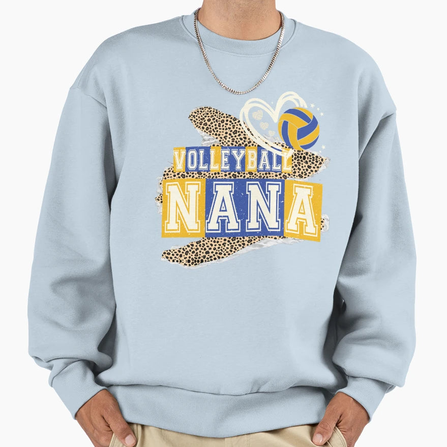 Volleyball Nana Leopard Team Colors Sweatshirt - Minimalist Print Men Women - T-Shirt, Sweatshirt, Hoodie