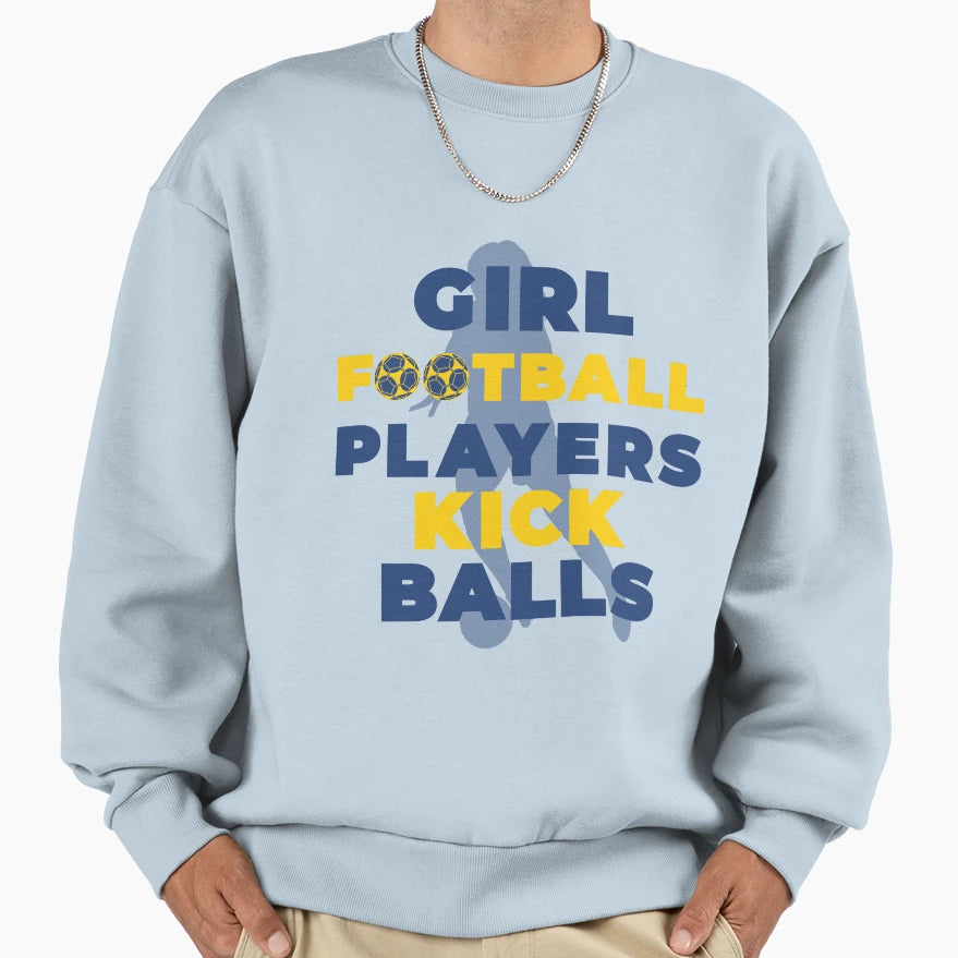 Football Players Kick Balls Sweatshirt - Minimalist Print Men Women - T-Shirt, Sweatshirt, Hoodie
