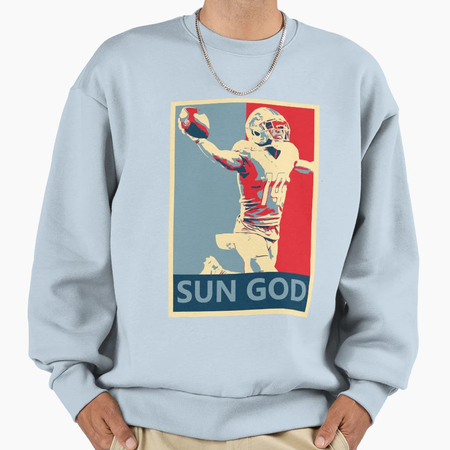 Amon Ra St Brown Lions Sun God Campaign Sweatshirt - Trendy Graphic Unisex - T-Shirt, Sweatshirt, Hoodie
