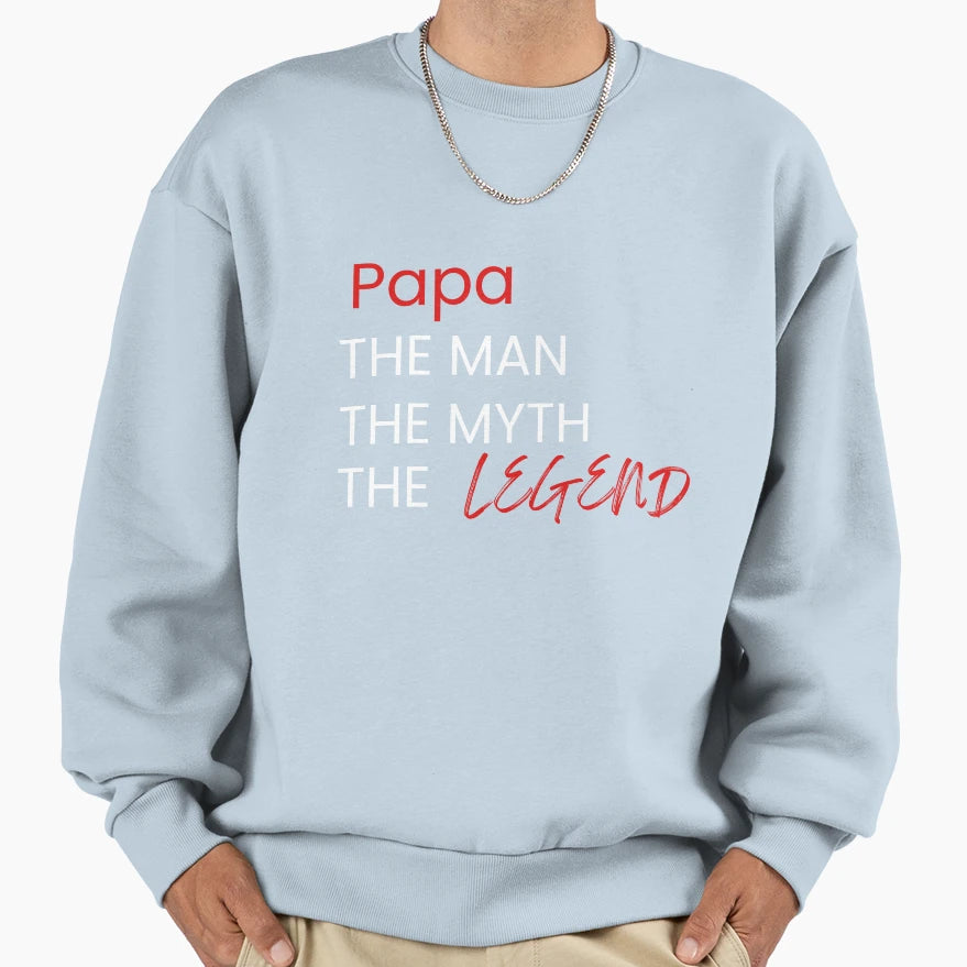 Papa Myth Legend Red White Sweatshirt - Aesthetic Graphic Men Women - T-Shirt, Sweatshirt, Hoodie