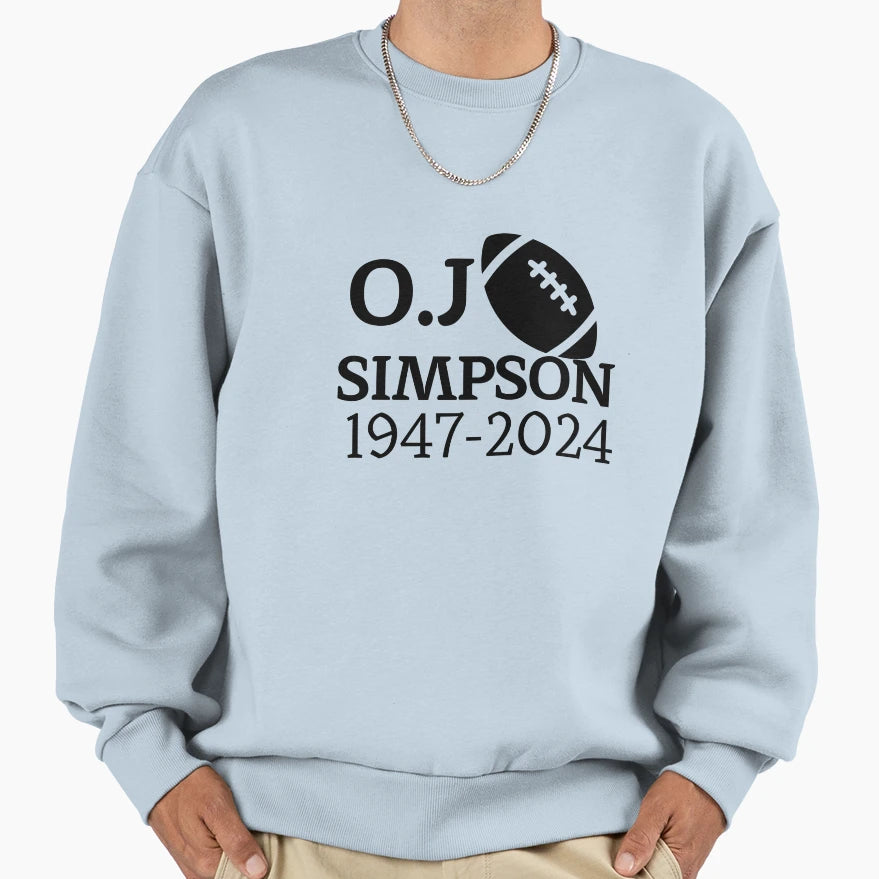 O J Simpson Text Sweatshirt - Aesthetic Graphic for Adults - T-Shirt, Sweatshirt, Hoodie