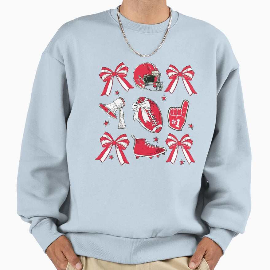 Football Bow And Cheer Spirit Sweatshirt - Novelty Apparel Men Women - T-Shirt, Sweatshirt, Hoodie