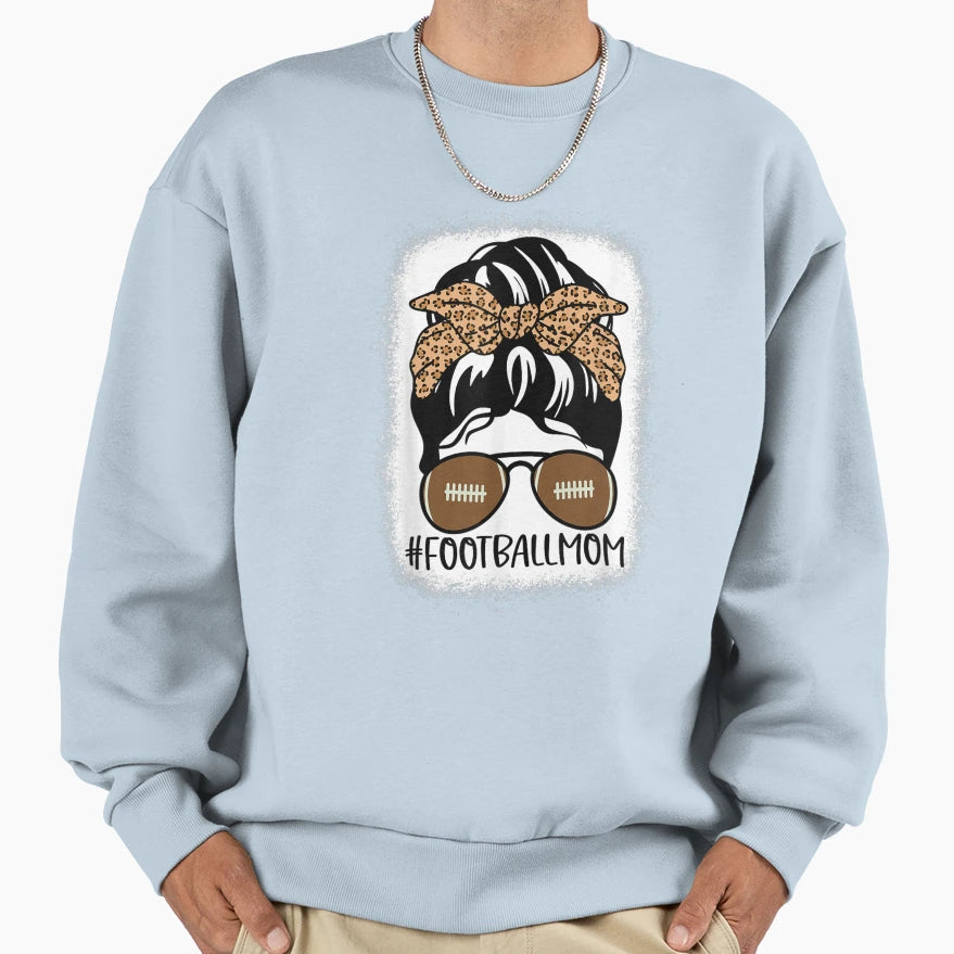 Bleached Football Mom Life Leopard Sweatshirt - Unique Graphic for Adults - T-Shirt, Sweatshirt, Hoodie