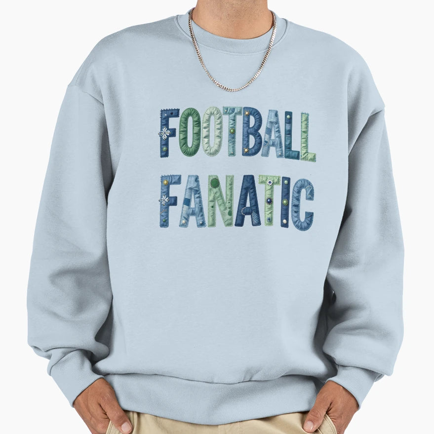 Football Fanatic Green Blue Faux Sweatshirt - Streetwear Style Men Women - T-Shirt, Sweatshirt, Hoodie