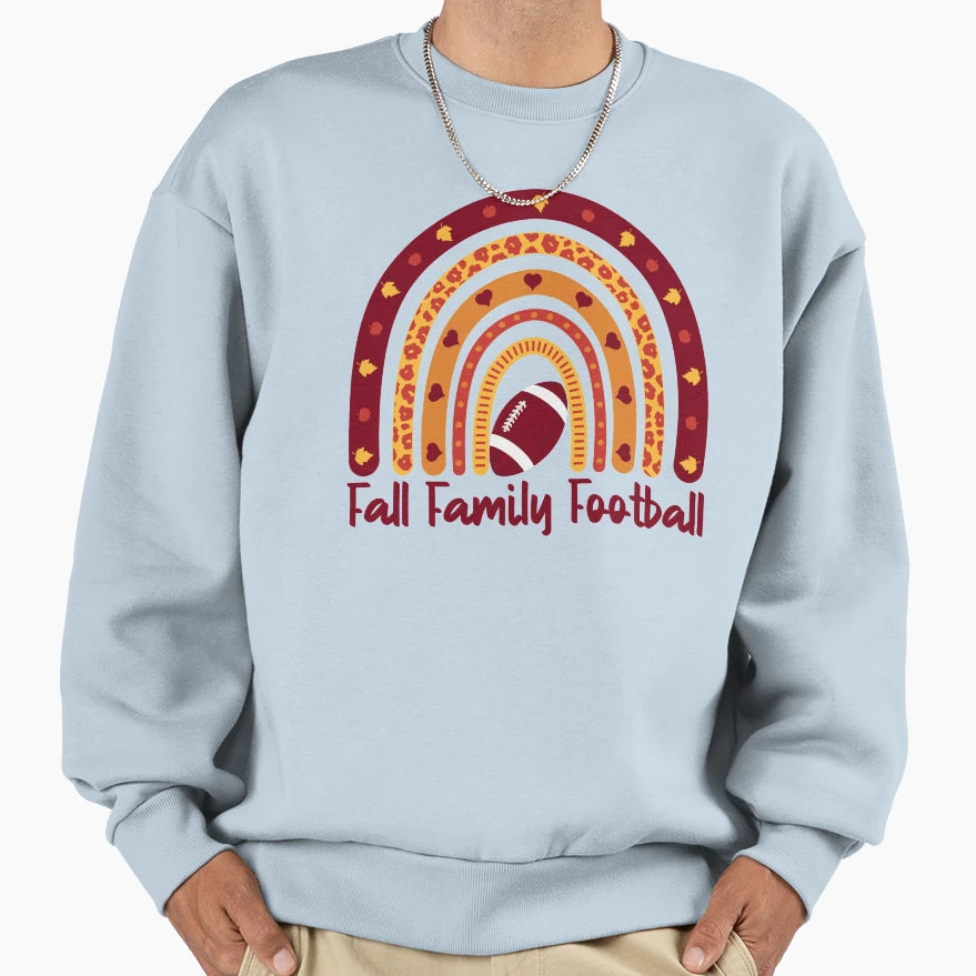 Boho Rainbow Fall Family Football Sweatshirt - Unique Graphic Men Women - T-Shirt, Sweatshirt, Hoodie