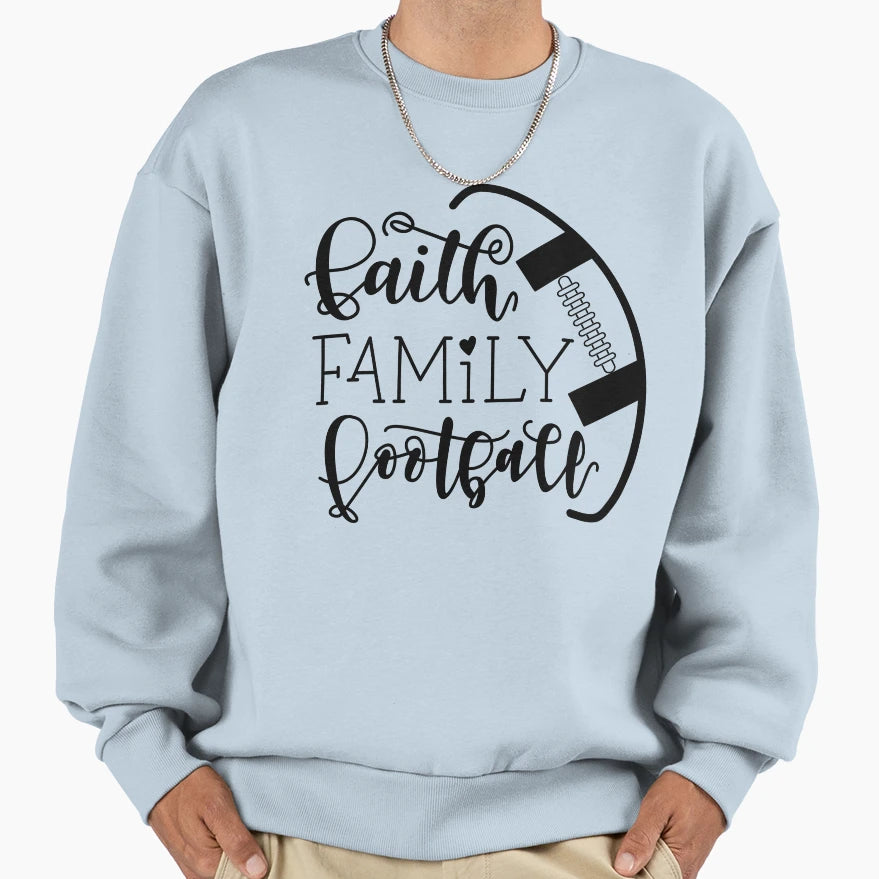 Faith Family Football Christian Christian Hoodie - Minimalist Print Unisex - T-Shirt, Sweatshirt, Hoodie