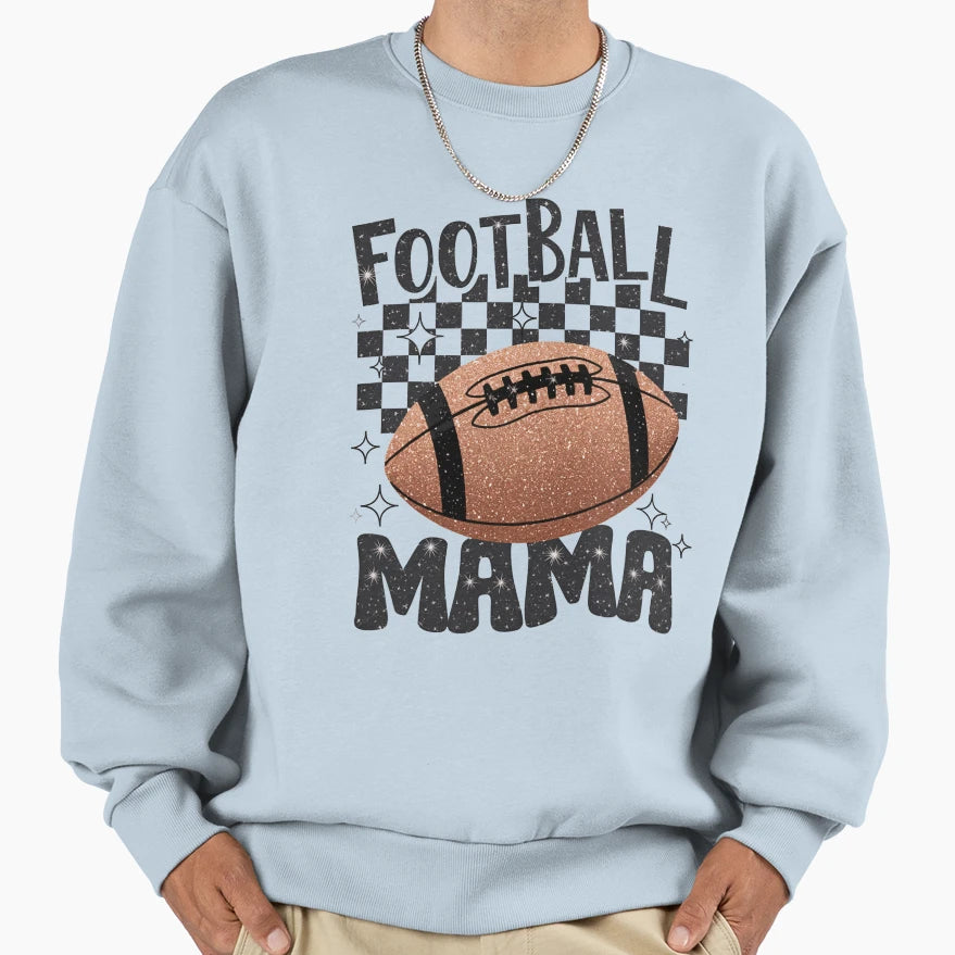 Football Mama Glitter Sweatshirt - Unique Graphic Unisex - T-Shirt, Sweatshirt, Hoodie