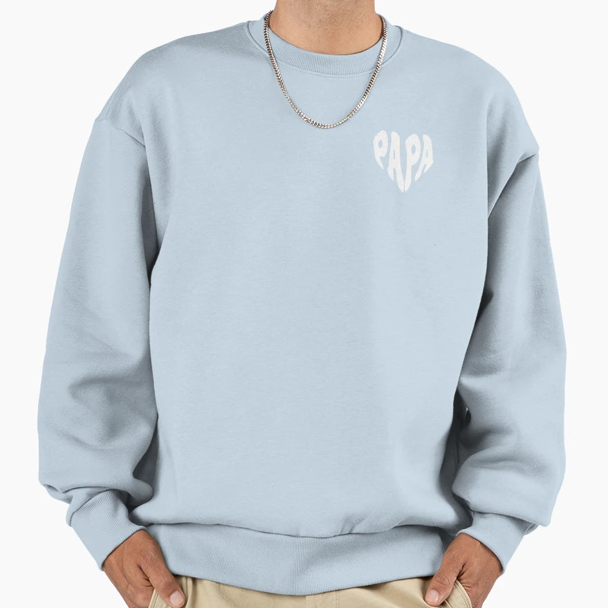 Papa Groovy Heart Shaped Family Sweatshirt - Minimalist Print for Adults - T-Shirt, Sweatshirt, Hoodie