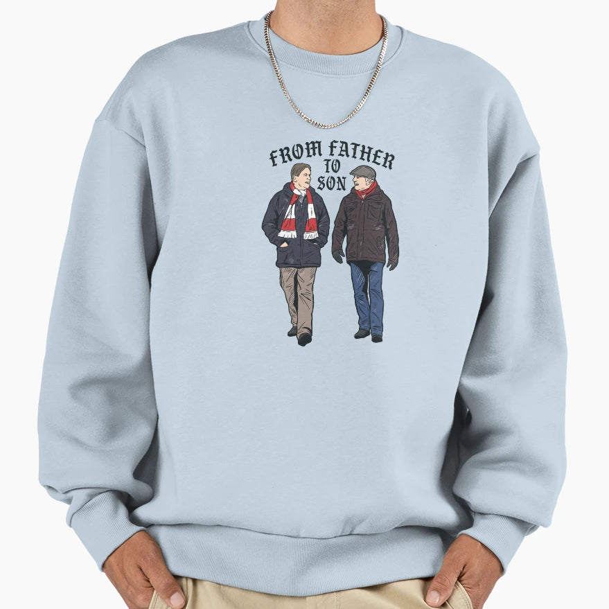 From Father To Son Red And White Sweatshirt - Streetwear Style for Adults - T-Shirt, Sweatshirt, Hoodie